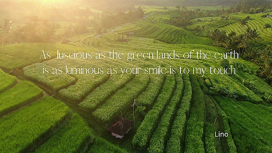 As luscious as the green lands of the earth is as luminous as your smile is to my touch